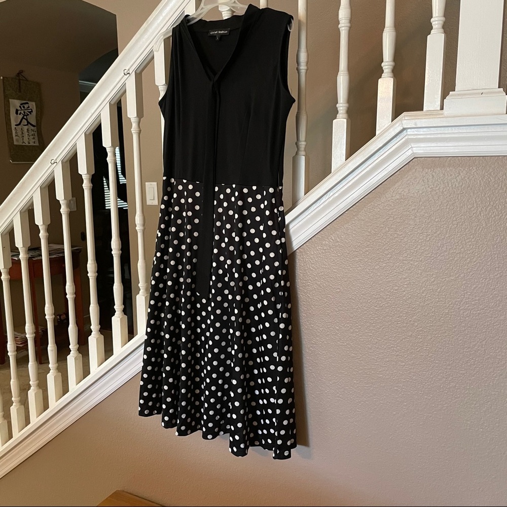 Black and White Polka Dot Bow Dress